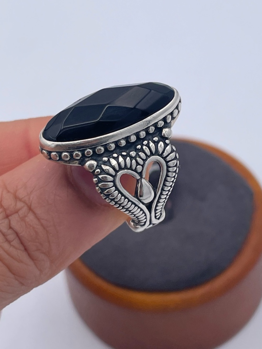 Carolyn Pollack Relios 925 Sterling Silver Onyx Statement Ring Southwestern - Picture 3 of 10